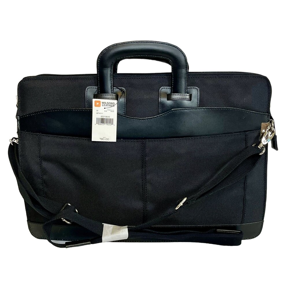 NWT VTG 90s Deadstock Wilson’s Leather Black Handles Crossbody Briefcase